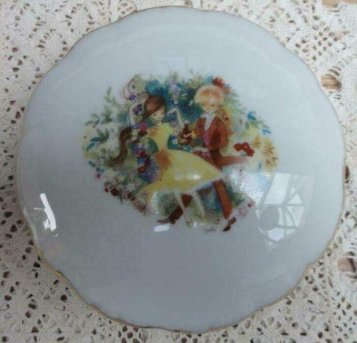 Vintage Franse bonbonniere, stel op schommel, Joster, Antiek en Kunst, Curiosa en Brocante, Ophalen of Verzenden