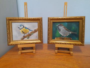 Schilderij mus & pimpelmees - eigen werk - 2st €75 - vogels beschikbaar voor biedingen