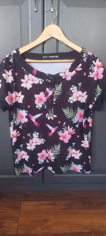 ZIP Shirt - Bloemenprint - Maat L beschikbaar voor biedingen