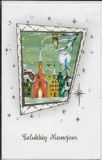 K046 Gelopen oude ansichtkaart: gelukkig nieuwjaar, Verzamelen, 1940 tot 1960, Gelopen, Ophalen of Verzenden