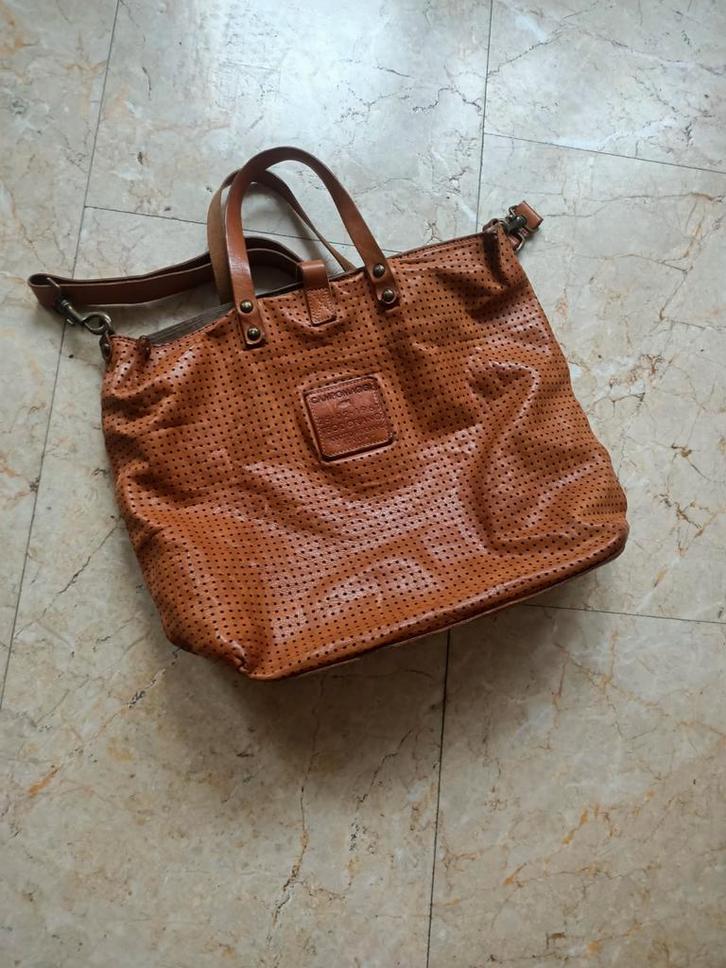 Grote Campomaggi shopper draagtas dik rundleer cognac Italy, Sieraden, Tassen en Uiterlijk, Tassen | Damestassen, Gebruikt, Shopper