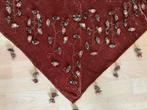 Mooie fluwelen vintage omslagdoek met roosjes en kraaltjes, Ophalen of Verzenden, Gedragen, Sjaal