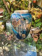 Vintage Vaas Metallic Blauw met Goud, Ophalen of Verzenden