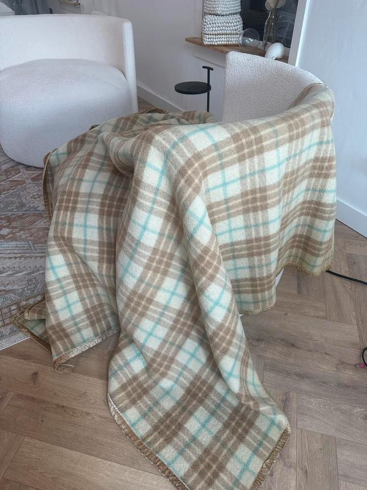 Vintage Wollen Deken Aabe - Geblokt/Gestreept, Huis en Inrichting, Woonaccessoires | Plaids en Woondekens, Gebruikt, Ophalen of Verzenden