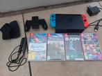 Nintendo Switch 2023nw plus 4 spellen, Spelcomputers en Games, Spelcomputers | Nintendo Switch, Ophalen, Zo goed als nieuw, Switch Original