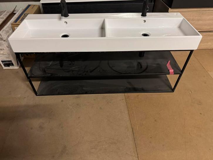 Luxe badkamer meubel set wastafel met zwarte kranen dubbel, Huis en Inrichting, Complete inboedels, Ophalen of Verzenden