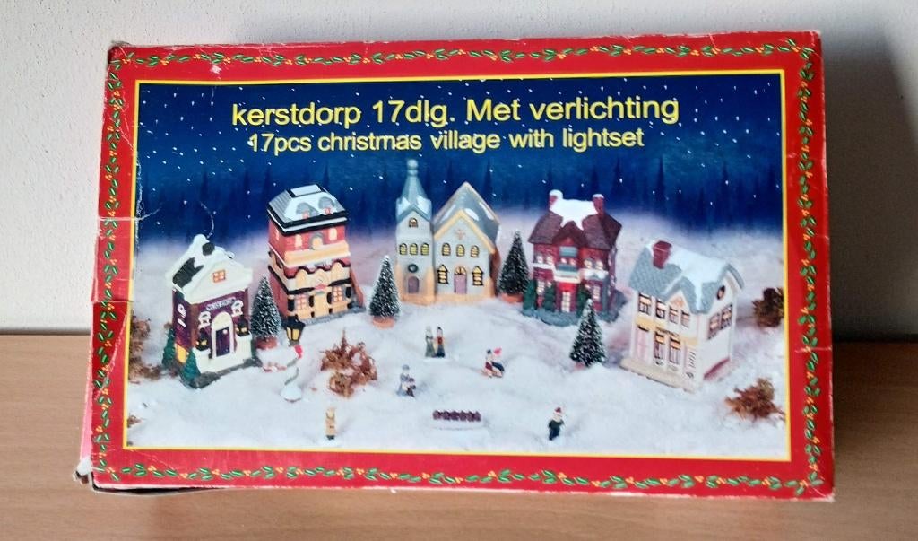 kerstdorpje met verlichting, Ophalen of Verzenden, Gebruikt