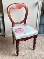 Antieke Victoriaanse stoel – opnieuw gestoffeerd – mahonie, Antiek en Kunst, Ophalen