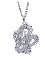 18K witgoud verguld kettinghanger van draak met zirkonen, Sieraden, Tassen en Uiterlijk, Kettinghangers, Overige materialen, Nieuw