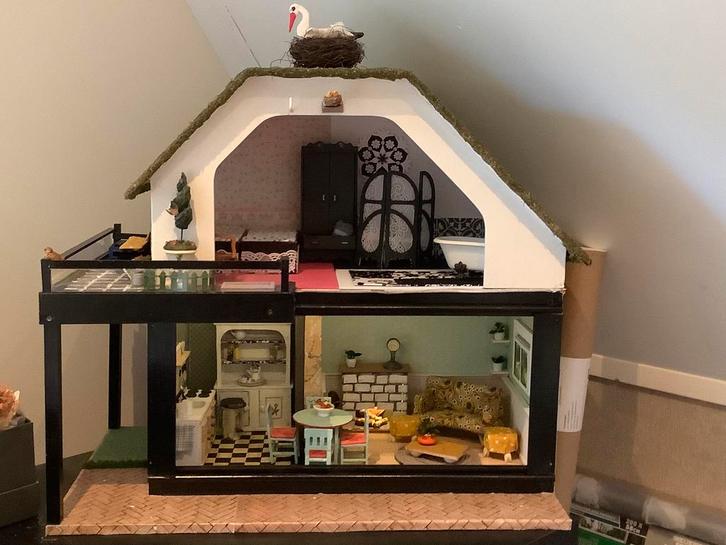 Uniek country stijl poppenhuis 53 x 61 cm, Verzamelen, Poppenhuizen en Toebehoren, Poppenhuis, Ophalen