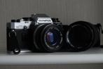 Olympus OM10 met 2 objectieven, Audio, Tv en Foto, Fotocamera's Analoog, Verzenden, Gebruikt, Spiegelreflex, Olympus