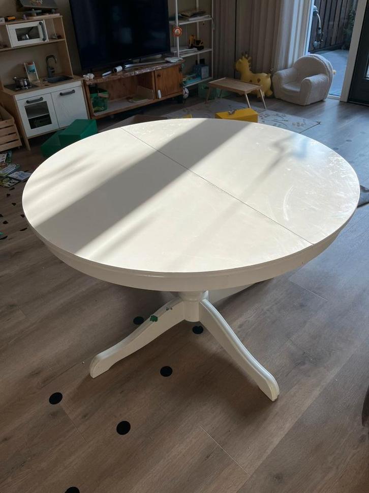 Uitschuifbare tafel, wit, 110/155 cm (Ikea INGATORP), Huis en Inrichting, Tafels | Eettafels, Gebruikt, 100 tot 150 cm, 150 tot 200 cm