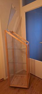 Puntgave glas vitrine- / kweekkast op wieltjes (drankkast?), Ophalen, 25 tot 50 cm, Glas, 50 tot 100 cm