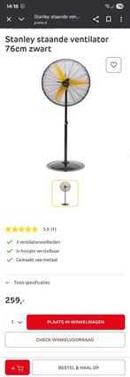 Stanley ventilator (groot) diameter 76 sm, Ophalen of Verzenden, Gebruikt, Statiefventilator