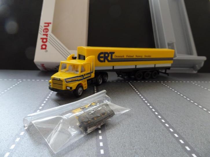 834 herpa scania torpedo ert asg oplegger 1:87 truck trein, Hobby en Vrije tijd, Modelauto's | 1:87, Nieuw, Bus of Vrachtwagen