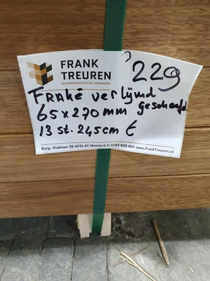 229 Frake hout gelamineerd 65mmdik x 270mmbreed x 245cmlang, Tuin en Terras, Palen, Balken en Planken, Nieuw, Balken, 180 tot 250 cm