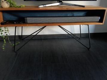 Tv meubel Teak met staalkabel poten. beschikbaar voor biedingen