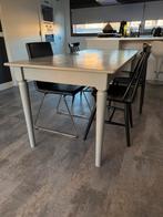 Landelijke grijze eettafel met 4 zwarte stoelen, Huis en Inrichting, Ophalen, 50 tot 100 cm, 150 tot 200 cm, Vier personen