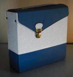 Prachtig vintage Vinyl koffertje voor 7inch singles blauwwit, Ophalen of Verzenden, Gebruikt, Overige formaten