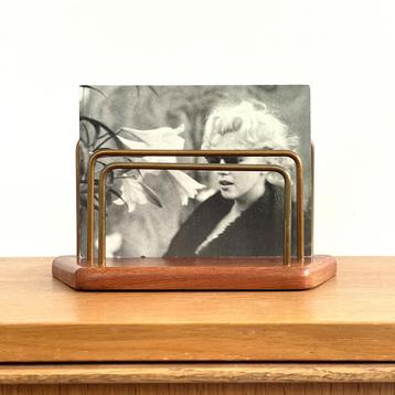 teak vintage MidCentury BRIEVENSTANDAARD Deens messing retro beschikbaar voor biedingen