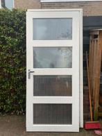 Stompe deur, massief, 93 cm br. 2.10 m h met canelle glas, Doe-het-zelf en Verbouw, Deuren en Horren, Binnendeur, Ophalen of Verzenden