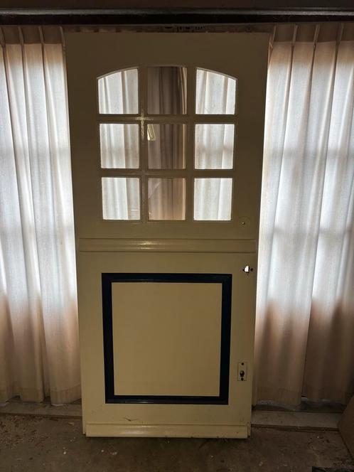 Hardhouten Voordeur met Glas 2050 x 930, Doe-het-zelf en Verbouw, Deuren en Horren, Gebruikt, Buitendeur, 200 tot 215 cm, 80 tot 100 cm