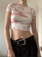 Shirt cropped rood wit Bershka maat M, Kleding | Dames, Tops, Ophalen of Verzenden, Zo goed als nieuw, Rood, Korte mouw