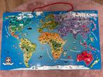 Magneet puzzel wereldkaart - compleet en leerzaam!, Ophalen, Meer dan 50 stukjes, Zo goed als nieuw, Van hout