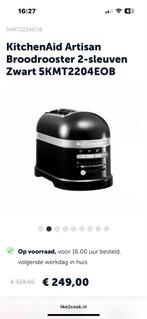 KitchenAid Artisan Broodrooster Zwart, Witgoed en Apparatuur, Broodroosters, Ophalen of Verzenden, Nieuw, Uitneembare kruimellade