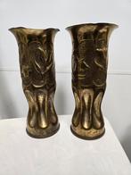Messing trench art vazen hulzen set 28cm hoog, Verzamelen, Ophalen of Verzenden, Landmacht, Engeland