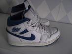 wit blauw Nike Air Jordan 1 Mid Sneakers leer sportschoen 44, Blauw, Sportschoenen, Ophalen of Verzenden, Zo goed als nieuw