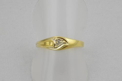 14 karaat gouden ring met Diamant 1455-G, Sieraden, Tassen en Uiterlijk, Ringen, Gebruikt, Dame, 18 tot 19, Goud, Goud, Met edelsteen