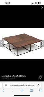 Linteloo Log tafel 120 x 120 in goede staat, Huis en Inrichting, 100 tot 150 cm, Ophalen of Verzenden, Zo goed als nieuw, Minder dan 50 cm