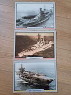 3 kaarten van oorlogsschepen, Gebruikt, Ophalen of Verzenden, Motorboot, Kaart, Foto of Prent