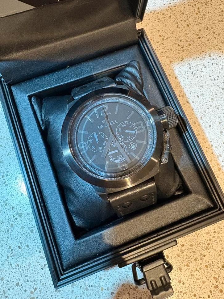 TW Steel TW843, Sieraden, Tassen en Uiterlijk, Horloges | Heren, Gebruikt, Polshorloge, Overige merken, Staal, Leer, Ophalen of Verzenden