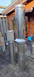 Rvs rookkanaal voor open haard/houtkachel, Doe-het-zelf en Verbouw, Buizen en Afvoer, Ophalen, Gebruikt, Rvs, Minder dan 2 meter