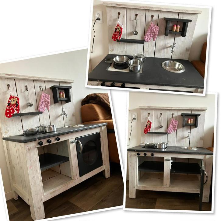 Speelkeuken steigerhout, Kinderen en Baby's, Speelgoed | Speelkeukens, Zo goed als nieuw, Speelkeuken, Hout, Ophalen