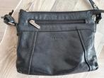 Zwart zacht lederen schoudertasje van De Monte, Sieraden, Tassen en Uiterlijk, Tassen | Damestassen, Ophalen of Verzenden, Gebruikt