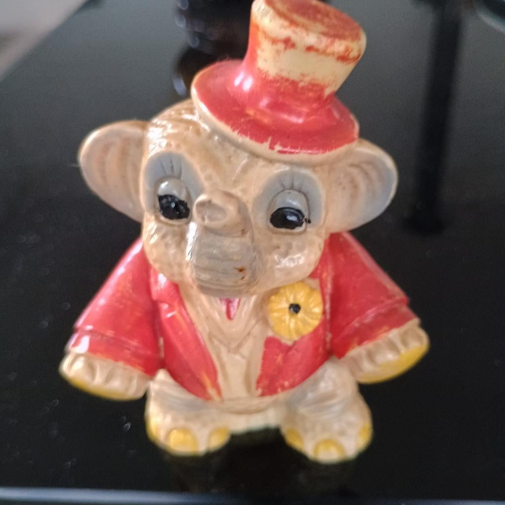 Vintage rubberen piep beest, olifant. 12 cm hoog, Antiek en Kunst, Antiek | Speelgoed, Ophalen of Verzenden