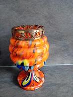 Antieke Vaas met Rooster - 22cm, Antiek en Kunst, Antiek | Glas en Kristal, Ophalen of Verzenden