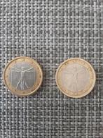 2x Italiaanse 1 Euro Munt 2002 en 2003- Vitruviusman, Ophalen, Italië, 1 euro, Losse munt