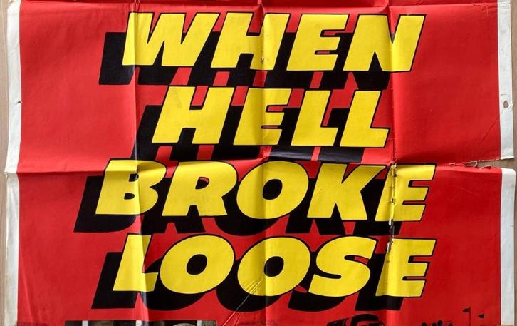When Hell Broke Loose (1958) - Originele filmposter, Verzamelen, Posters, Gebruikt, Film en Tv, A1 t/m A3, Rechthoekig Staand
