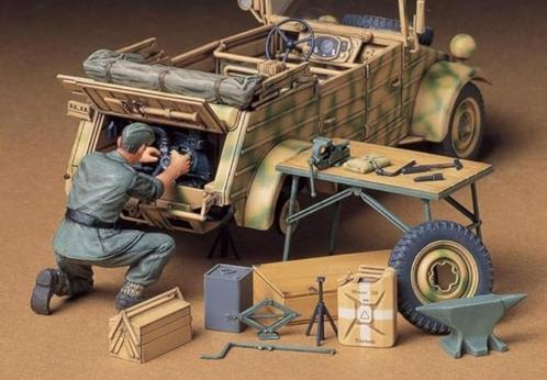 Tamiya 1:35 German kubelwagen engine maintenance set, Hobby en Vrije tijd, Modelbouw | Auto's en Voertuigen, Nieuw, Auto, 1:32 tot 1:50