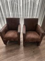 2 Bruine Stoelen op Wieltjes, Ophalen, Gebruikt, Twee, Bruin