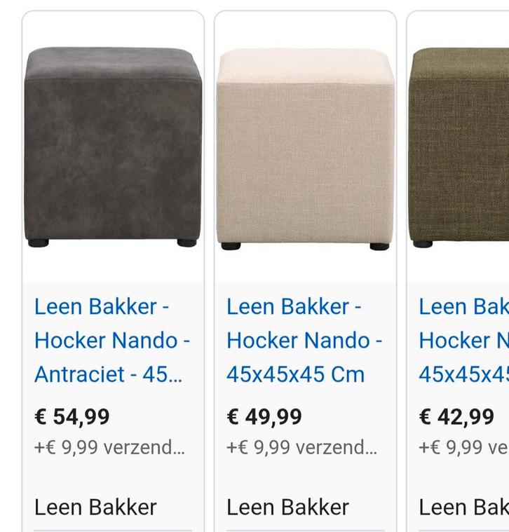 Mooie poef/hocker Nando (2 stuks), Huis en Inrichting, Banken | Voetenbanken en Poefen, Zo goed als nieuw, Minder dan 50 cm, Minder dan 50 cm