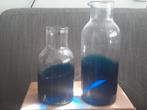 IKEA 2x vintage waterkan karaf fles vaas  blauw glas, Ophalen of Verzenden