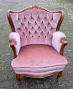 Roze vintage bankstel bank fauteuils mohair barok biedemeier, Huis en Inrichting, Ophalen of Verzenden, Gebruikt