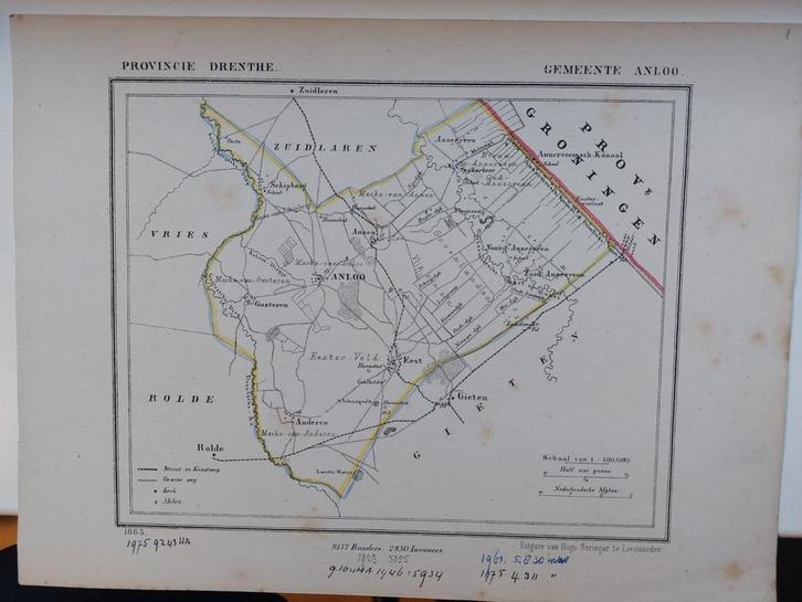 19 / Anloo - Anlo Drenthe - Litho van J. Kuyper uit 1865, Antiek en Kunst, Kunst | Litho's en Zeefdrukken, Ophalen of Verzenden
