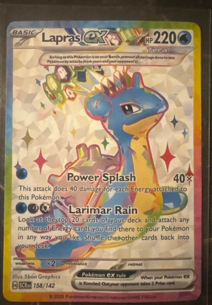 Pokemon Kaart - Lapras EX 158/142, Ophalen of Verzenden, Zo goed als nieuw, Losse kaart, Foil