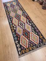 Handgeweven oosterse wollen kelim loper 300x87, Huis en Inrichting, Stoffering | Tapijten en Kleden, Info@SlatsAntiek.nl, Gebruikt